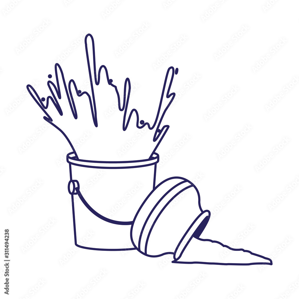 paint bucket and bowl with powder, flat design paint bucket and bowl with powder, flat design
