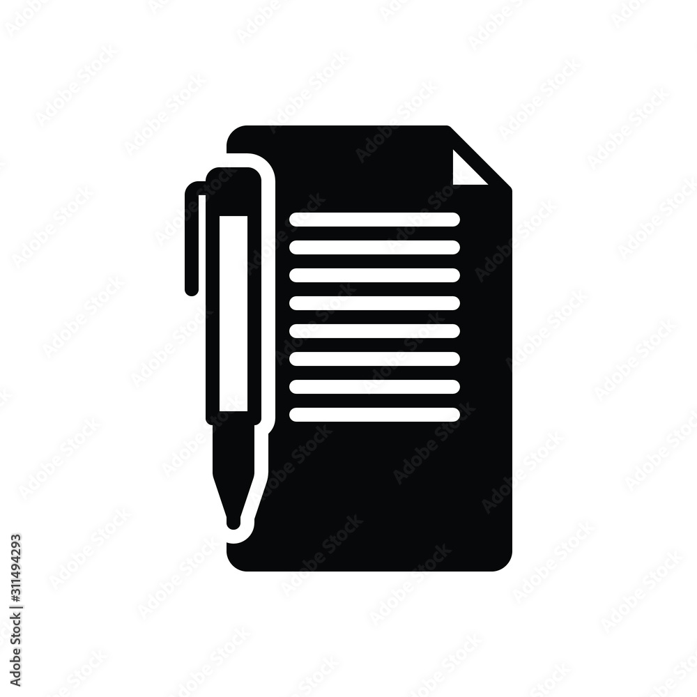 Black solid icon for note file Black solid icon for note file