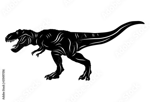 Silhouette of Dinosaur t-rex isolated on white background. Vector illustration 