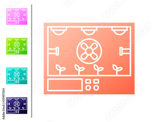 Coral Smart farming technology - farm automation system icon isolated on white background. Set color icons. Vector Illustration