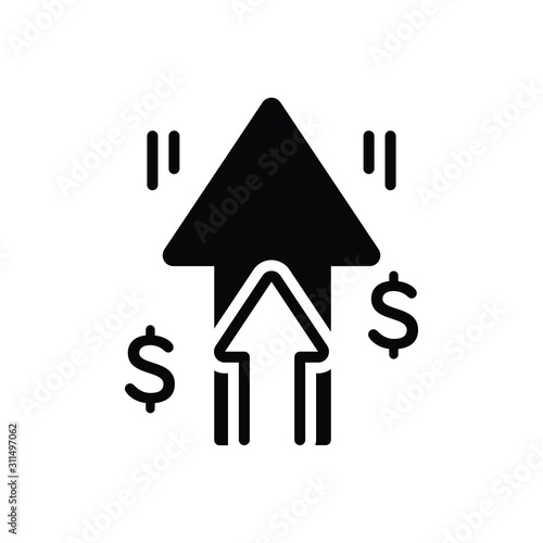 Black solid icon for increased 