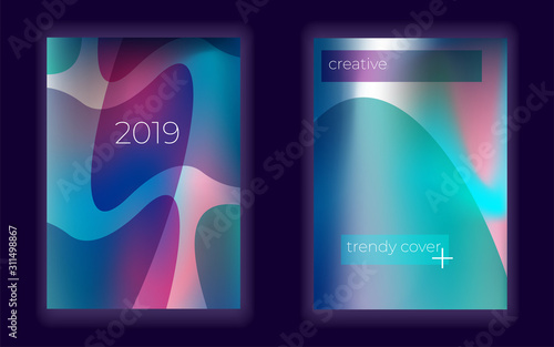 Modern gradient mesh vector cover set with fluid