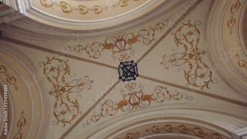 Looking up at ornate ceiling in Odessa Ukraine National Academic Theater photo