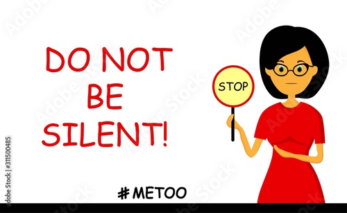 Women against violence. Harassment Time to talk. Me too. The hashtag of the social movement. Against men..