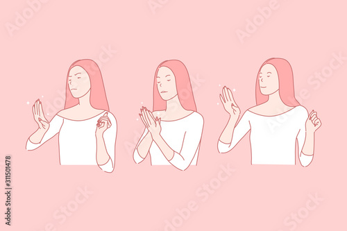 Satisfied and dissatisfied nail service client, positive and negative emotions concept