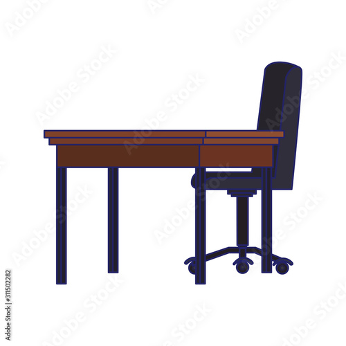 office desk and chair icon, colorful design