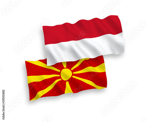 Flags of Indonesia and North Macedonia on a white background