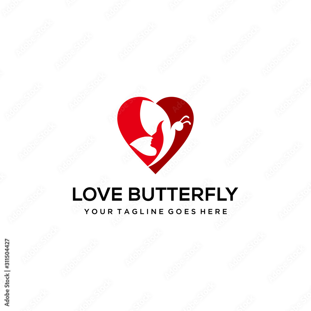 Butterfly logo template. love Vector illustration.