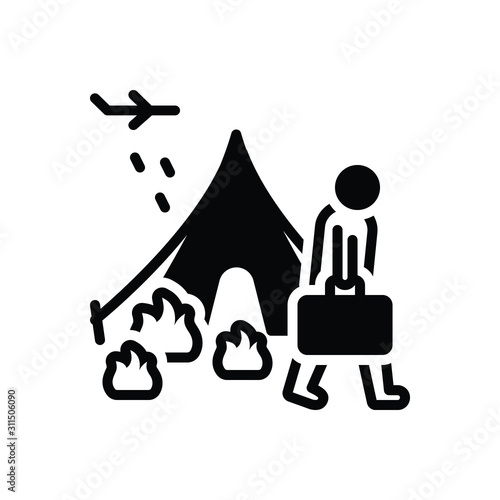 Black solid icon for refugee