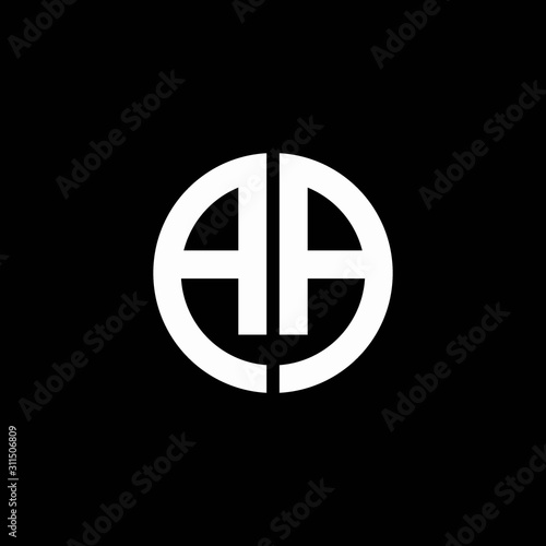 AA monogram logo circle ribbon style design template