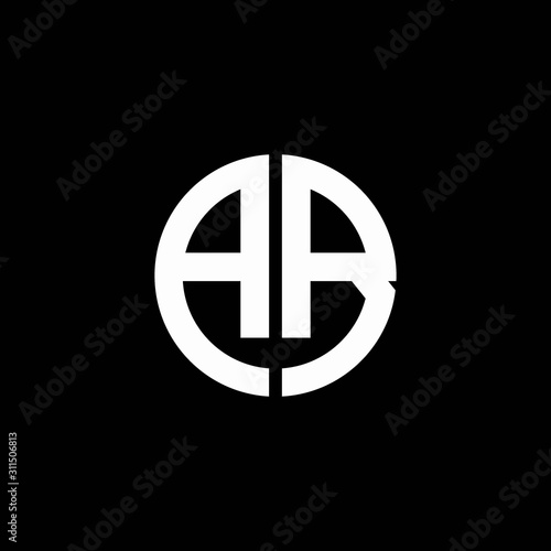 AB monogram logo circle ribbon style design template