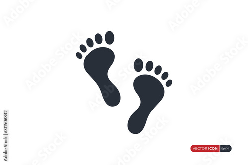 Footprint Icon isolated on white background. Flat Vector Icon Design Template Element