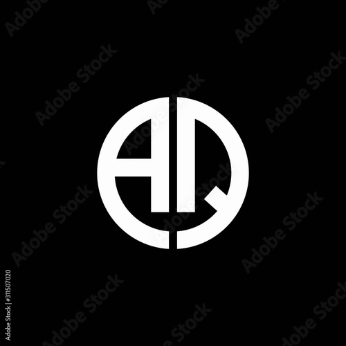 AQ monogram logo circle ribbon style design template