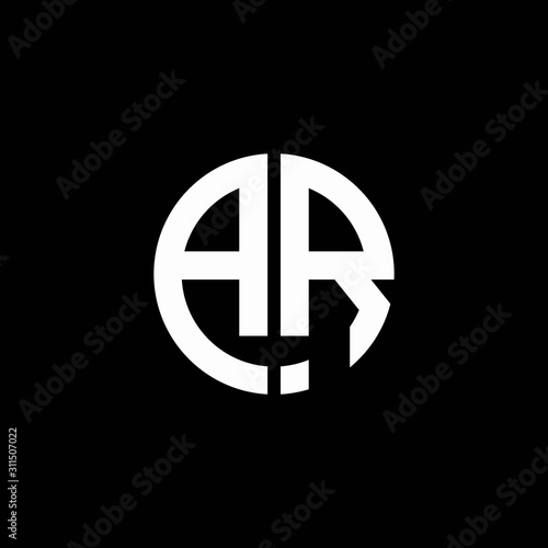 AR monogram logo circle ribbon style design template