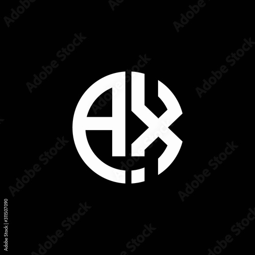 AX monogram logo circle ribbon style design template