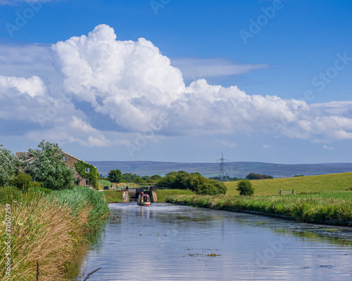 The Lancaster Canal, Lancashire ,England. A Lock on the Glasson branch of the canal