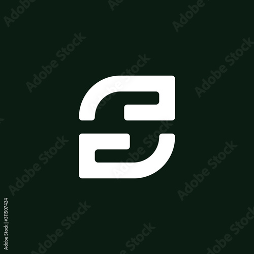 Initial letter S logo template with two hand line art simplicity illustration in flat design monogram symbol