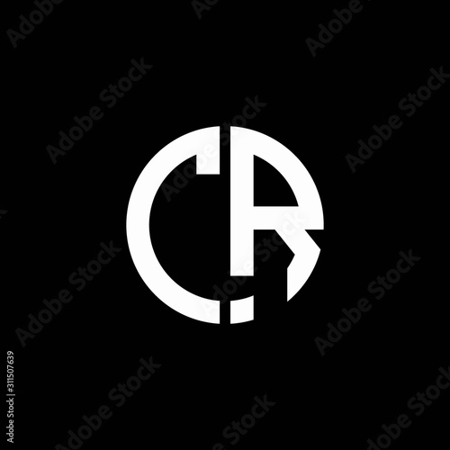 CR monogram logo circle ribbon style design template