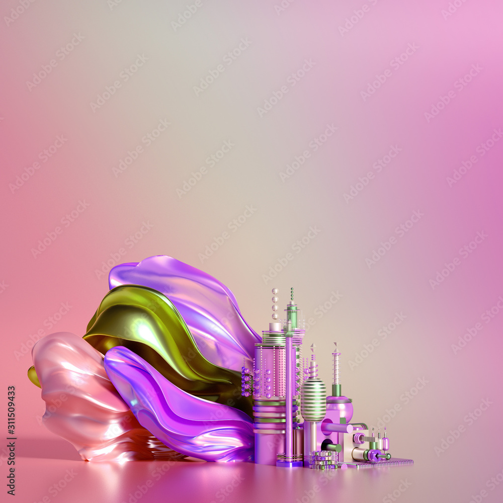 Fototapeta premium Modern minimalism futuristic background with cubes and balls. 3d illustration, 3d rendering.