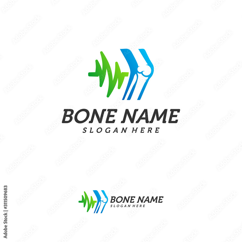 Bone Joint Pulse Logo Design Inspiration, Bone Health logo design concept, Bone Treatment logo template vector, Creative icon Bone Joint Pulse Logo Design Inspiration, Bone Health logo design concept, Bone Treatment logo template vector, Creative icon