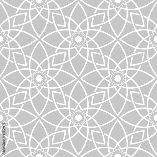 Seamless pattern in arabic style. Gray and white background