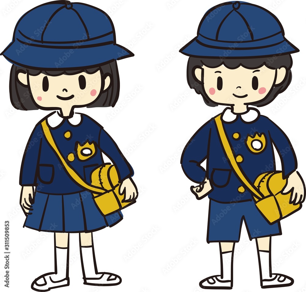 幼稚園の制服の男の子と女の子 Stock イラスト Adobe Stock