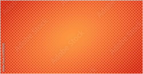 Dotted halftone red orange background or pop art gradient backdrop vector illustration, horizontal background with dots texture as retro effect image © vladwel