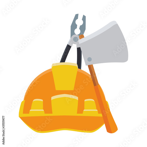 safety helmet with ax and pliers tools