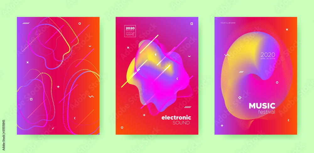 Red Fluid Abstract. Gradient Music Poster. Vector 