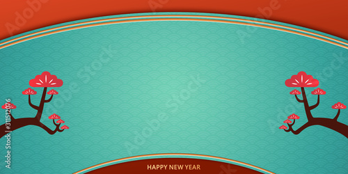 New year poster template, chinese new year traditional elements background illustration