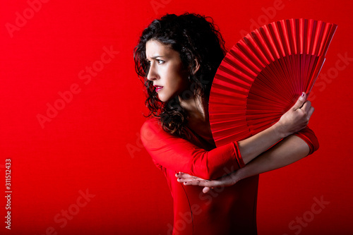 Flamenco dancer, dance with a fan