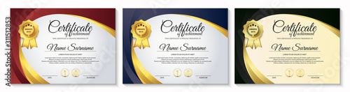 Appreciation certificate best award diploma set.