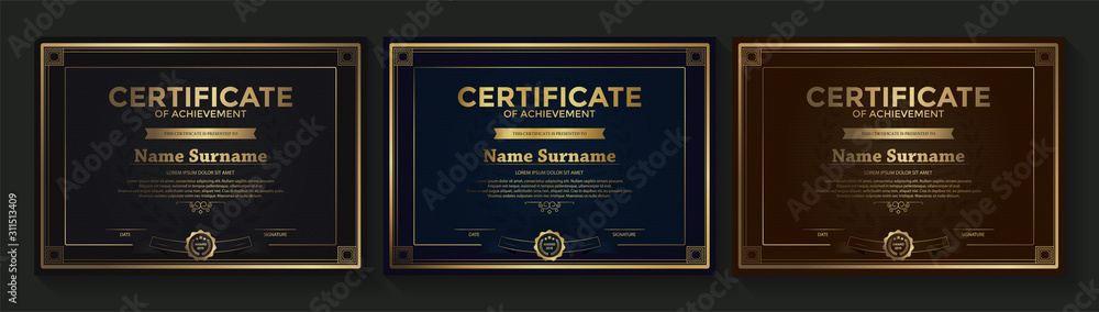 Membership certificate best award diploma set. - obrazy, fototapety, plakaty 