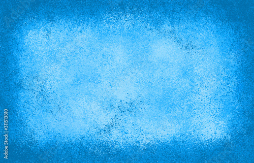 Hintergrund stilvoll Chabby Chic und Vintage Stil in gediegenem blau, Mitte hell und Rahmen dunkler mit antiken Farbspritzern, die an abblätternde Farbe erinnern und Schnee Eis, Design zeitlos elegant