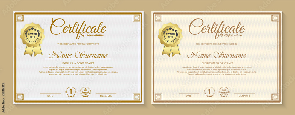 Fototapeta premium Certificate. Template diploma currency border.