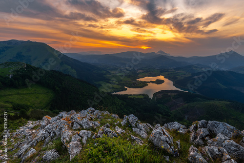 Urkulu reservoir from Orkatzategi mountain, Basque Country, Spain photo