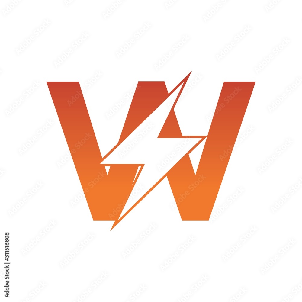 Letter W thunder power shape logo icon. Electrical Icon logo concept. Letter W thunder power shape logo icon. Electrical Icon logo concept.