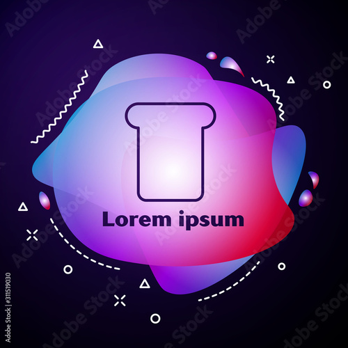 Purple line Bread toast for sandwich piece of roasted crouton icon isolated on dark blue background. Lunch, dinner, breakfast snack. Abstract banner with liquid shapes. Vector Illustration