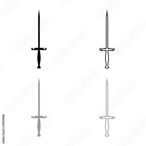 Stylet knife Stiletto icon outline set black grey color vector illustration flat style image
