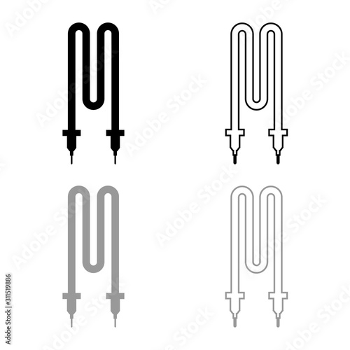 Thermal electric heating element icon outline set black grey color vector illustration flat style image