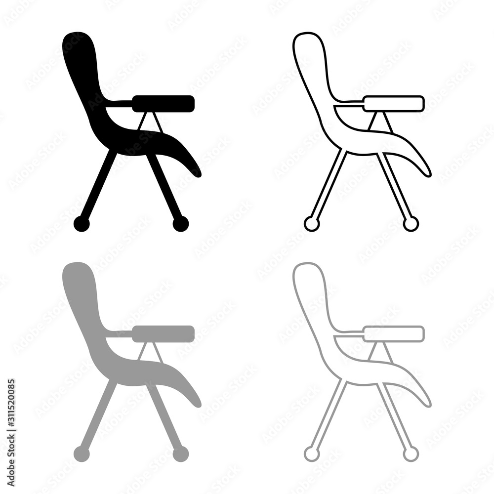Feeding chair icon outline set black grey color vector illustration flat style image Feeding chair icon outline set black grey color vector illustration flat style image