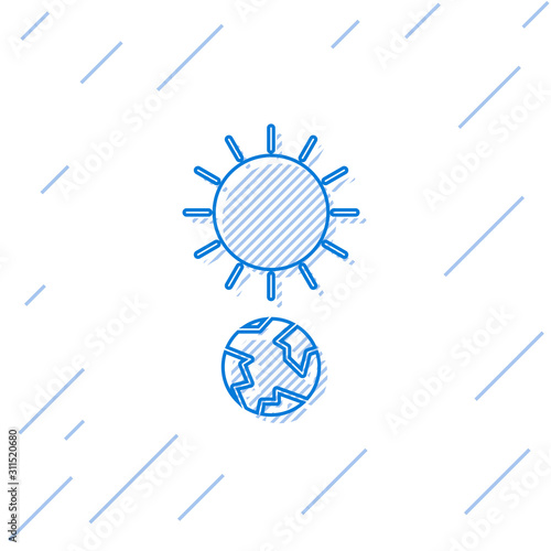 Blue line Solstice icon isolated on white background.  Vector Illustration