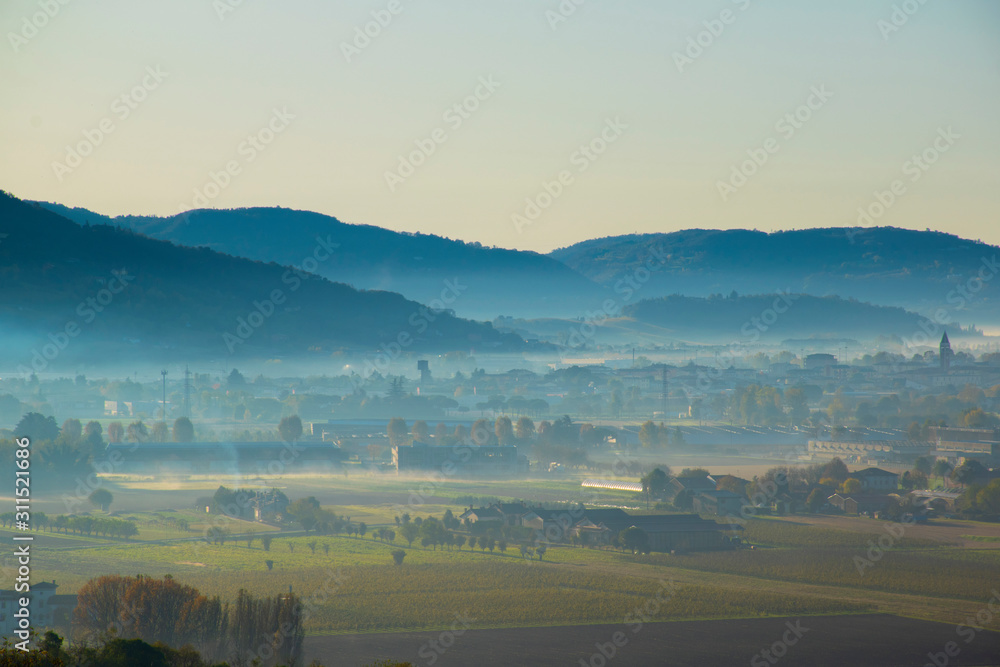 the plain with the fog