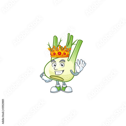 Cool King of fennel on cartoon character style