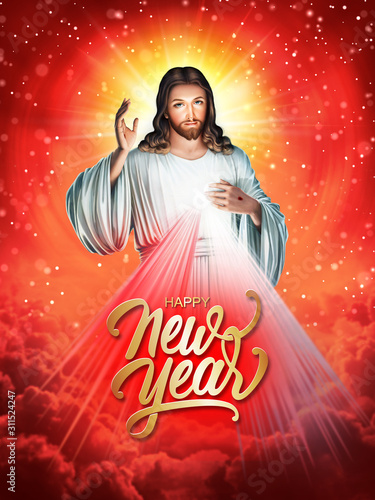 DIVINE MERCY OF JESUS NEW YEAR GREETING CARD