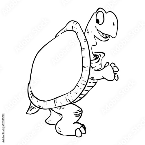Cartoon illustration of a cute tortoise turtle. Comic style pet doodle