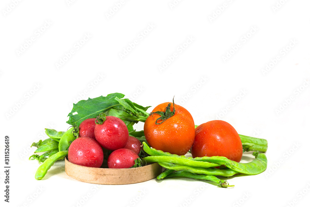 Fresh, healthy vegetables are displayed on white background. Fresh, healthy vegetables are displayed on white background.