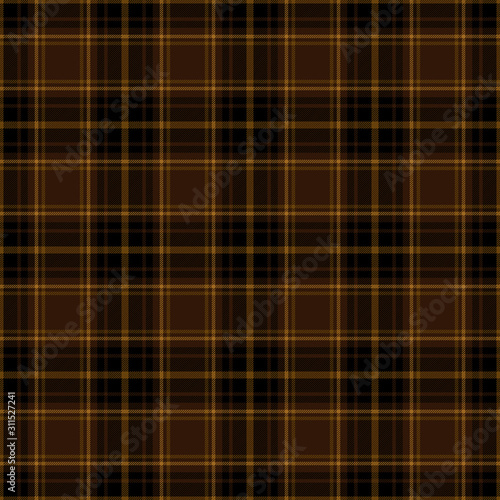 Brown and black tartan plaid. Stylish textile pattern.
