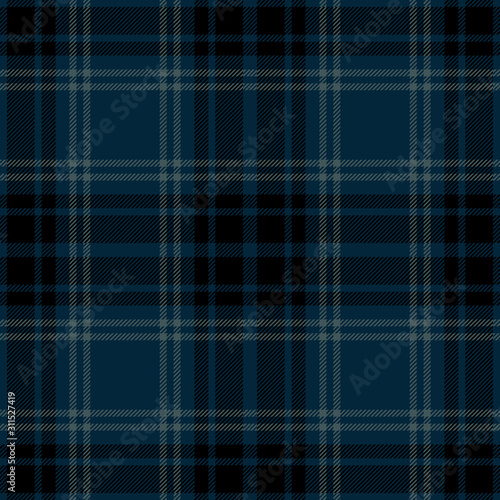 Blue and black tartan plaid. Stylish textile pattern.