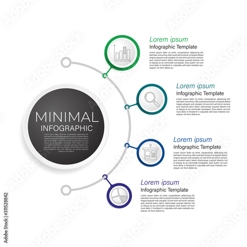 Infographic circle element template can be used for workflow layout, diagram, number options, web design. Infographic business concept with 4 option, parts, steps or processes. 